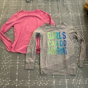 Lot of 2 Girls' Pink and Gray Long Sleeve Tops size 7/8
